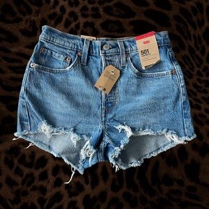 Levi's Women's Light Blue Distressed Jean Shorts